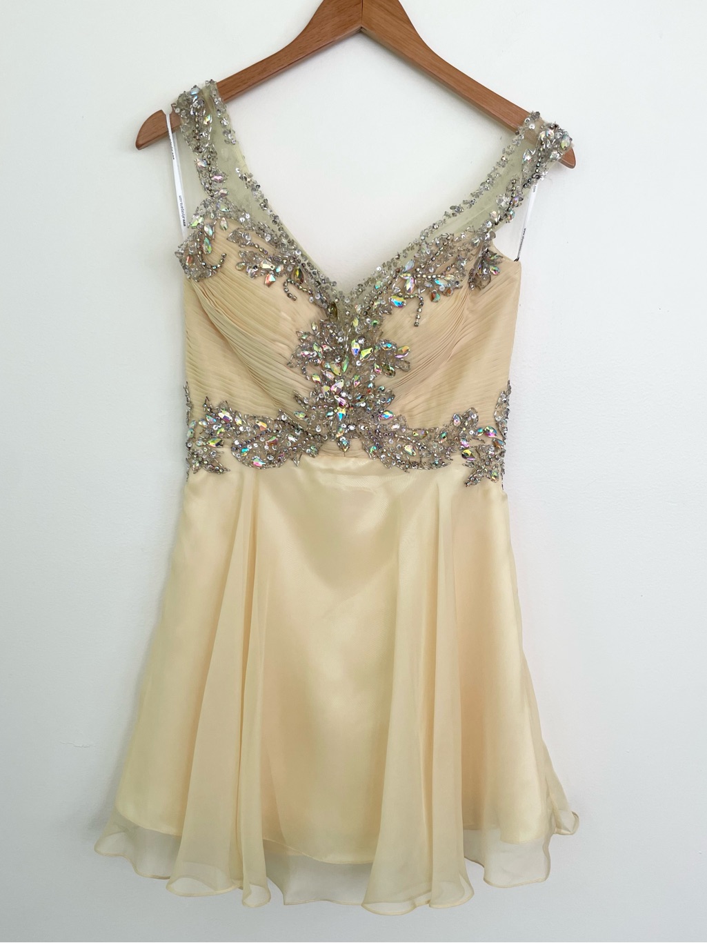 Nwt Alyce Paris Pale Yellow Beaded Fit & Flare Homecoming Prom Dress Sz 2 $188